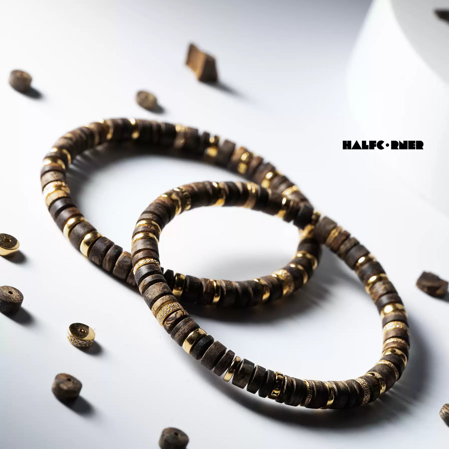 Dalagan Agarwood Gold‑Accent Beaded Bracelet