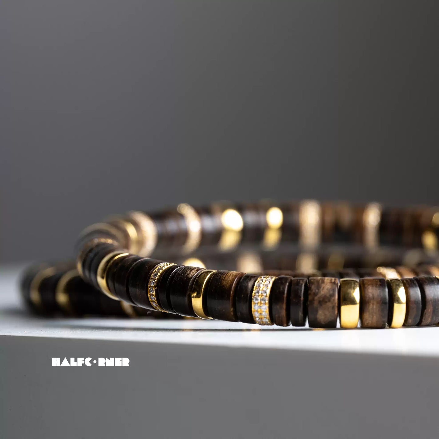 Dalagan Agarwood Gold‑Accent Beaded Bracelet